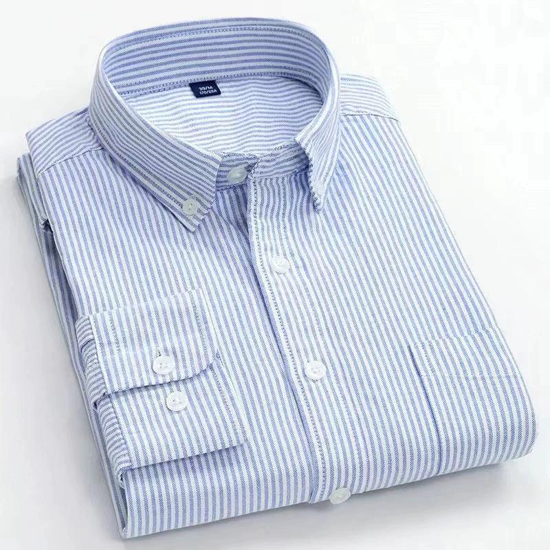 Spring and Autumn Striped Shirt Long-sleeved Men's Business Casual Shirt Men's Non-iron Slim Slimming Men's Clothing