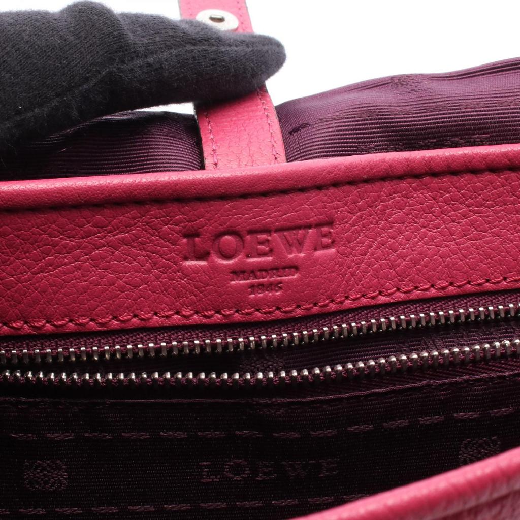 Used LOEWE Heritage Satchel Shoulder Bag leather Pink Used Women