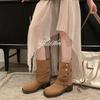 Pile Boots New Thick-soled Heightening Autumn Maillard Short Boots Thick Heel Belt Buckle Martin Boots