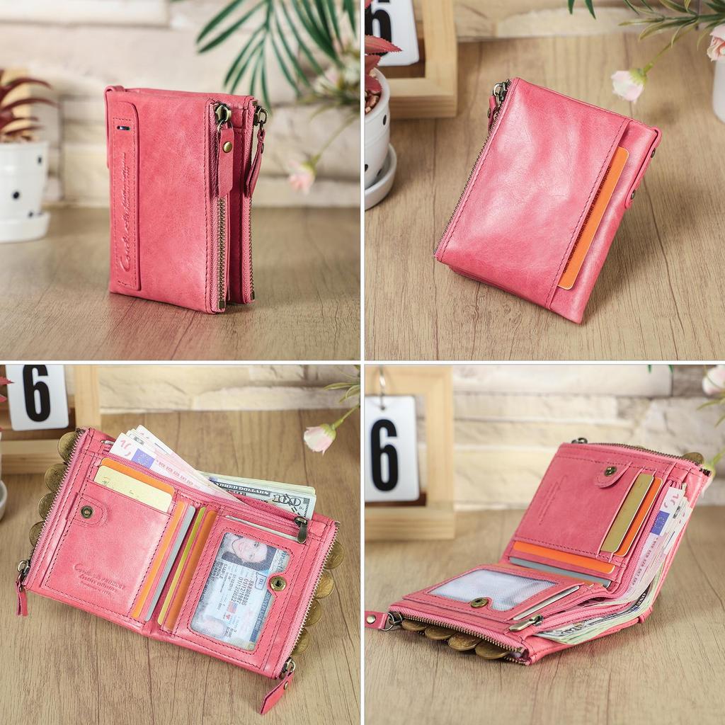CONTACT'S Echtes Leder Vintage Geldbörse Herren Kurzes Münzfach RFID Kartenhalter Unisex Kleine Geldbörsen Hohe Qualität Designer Geschenk für Freund oder Familie