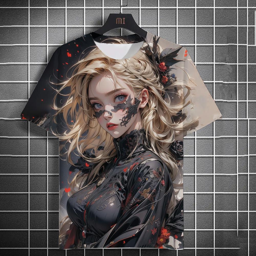 Summer Fashion Anime Girl 3D Print T-Shirts Streetwear Men Casual Oversized O-Neck Short Sleeved Tees Tops Clothing