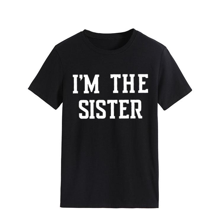 "I'M THE SISTER" Letter Print Women's Short-Sleeve T-Shirt - European & US Style Cross-Border Fashion.