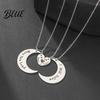 Family Love Necklace 1 Pair Bonds Moon Heart-Shaped Pendant Versatile