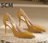 Fashion Women's High-heeled New with Stone Patterned Patent Leather Heels Women Pointed Toes Solid Color Widened Versized Womens Shoes