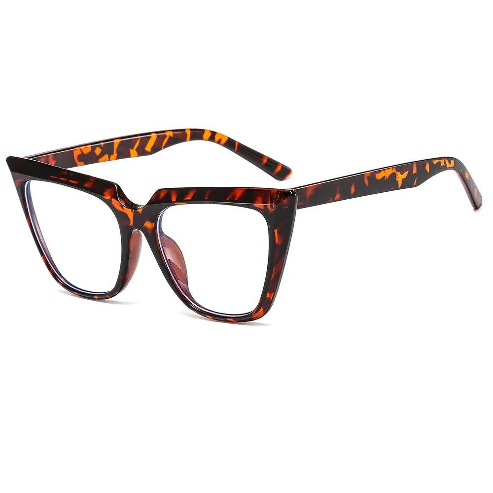 Fashion   New Cat Eye Plain Glasses Anti Blue Light Glasses Frame Retro Big Frame Eyeglasses for Women