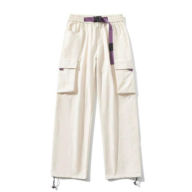 Vår Arbeidsbukser Herre Løse Vide Ben Vanntett Lading Rette Ben Bukser Par Fritids Høy midje Bukser