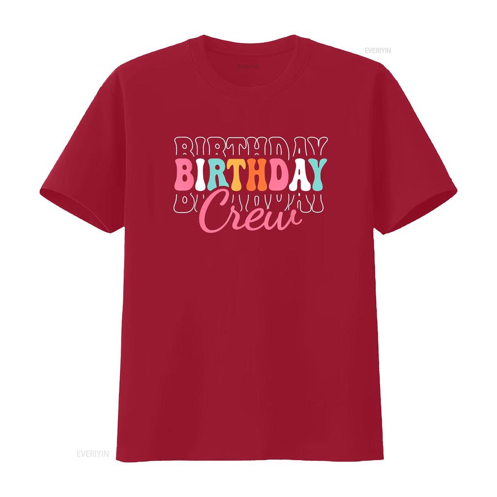 Birthday Crew Bday Groovy T Shirt vintage Washed streetwear Stylish Stretched homme designer clothes Casual Comfortable