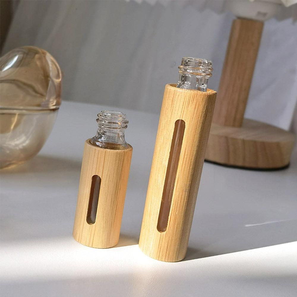 3ml/5ml/10ml/15ml Bamboo Roll on Bottles with Stainless Steel Roller Travel Kit Roller Bottle Portable Mini Refillable Bottles