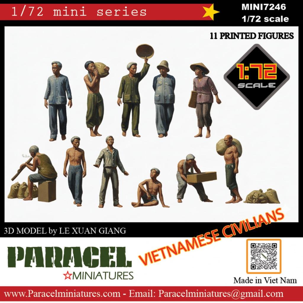 Paracel Miniatures Modern Vietnam Civilian Set Resin Kit MINI7246 1/72 (11 figures)