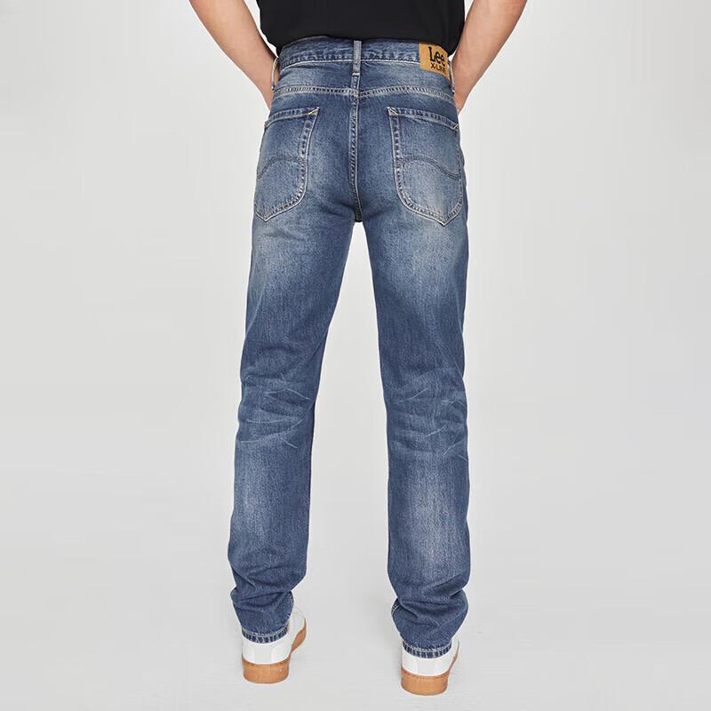 Lee Men's Mid-Waist Tapered Dark Blue Five-Pocket Jeans