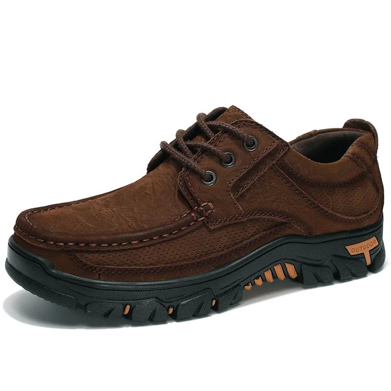 Fashion Genuine Leather Men Casual Shoe Leisure Walk Loafers Sneakers New Fashion Hiking Shoes Comfortable Handmade Man Treking Footwear