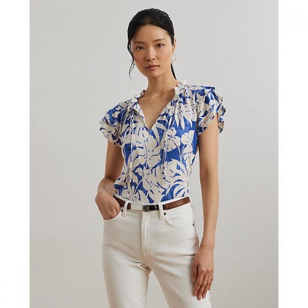 

Топ с принтом пальмовых листьев Ralph Lauren из джерси с завязками на шее Wmlrknisn820294400 XS