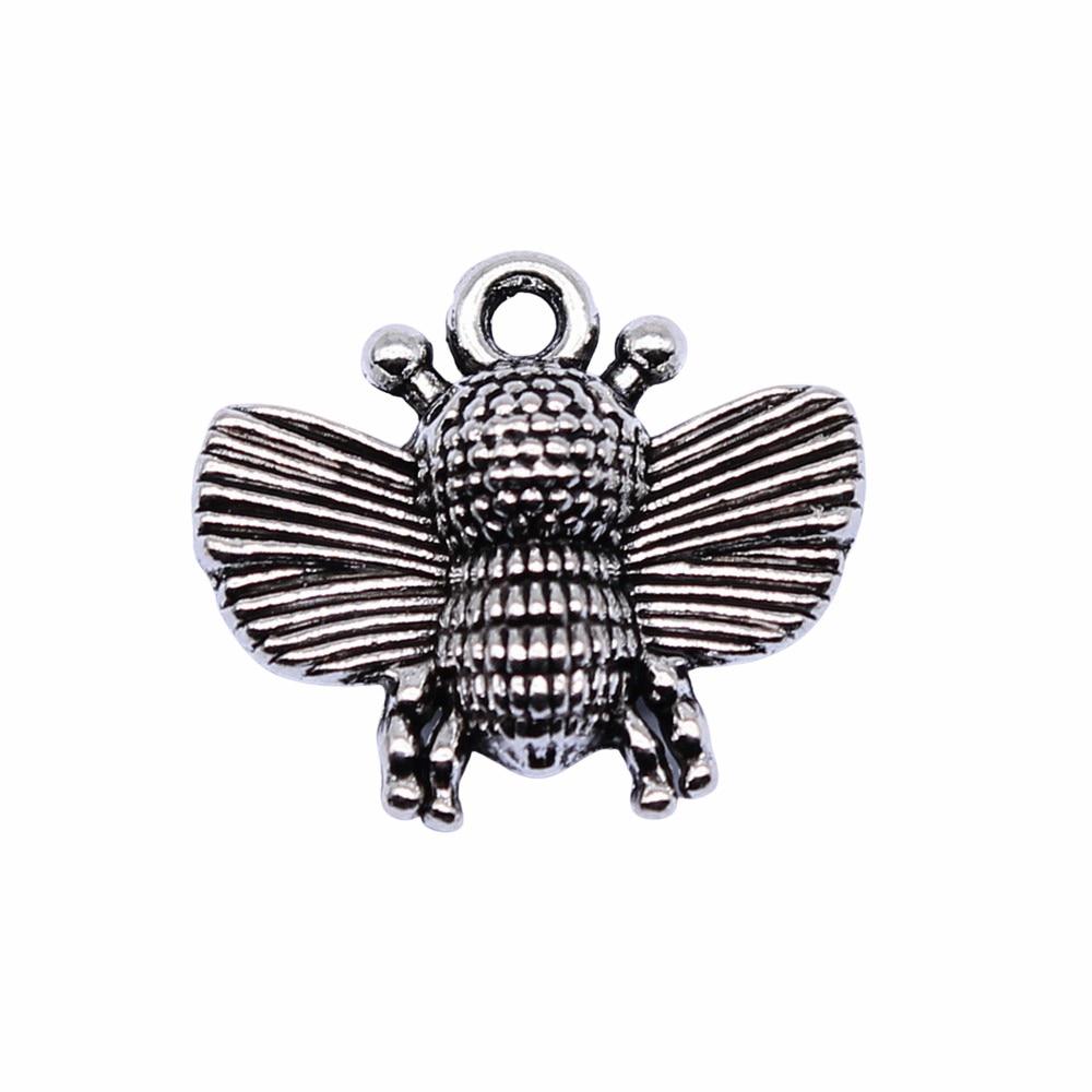 

10шт Пчелиные шармы Шармы Античное серебро Цвет Цинковый сплав 16X14mm