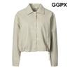 Single Collar Fake Leather Button Up Jacket Gq2jk005b