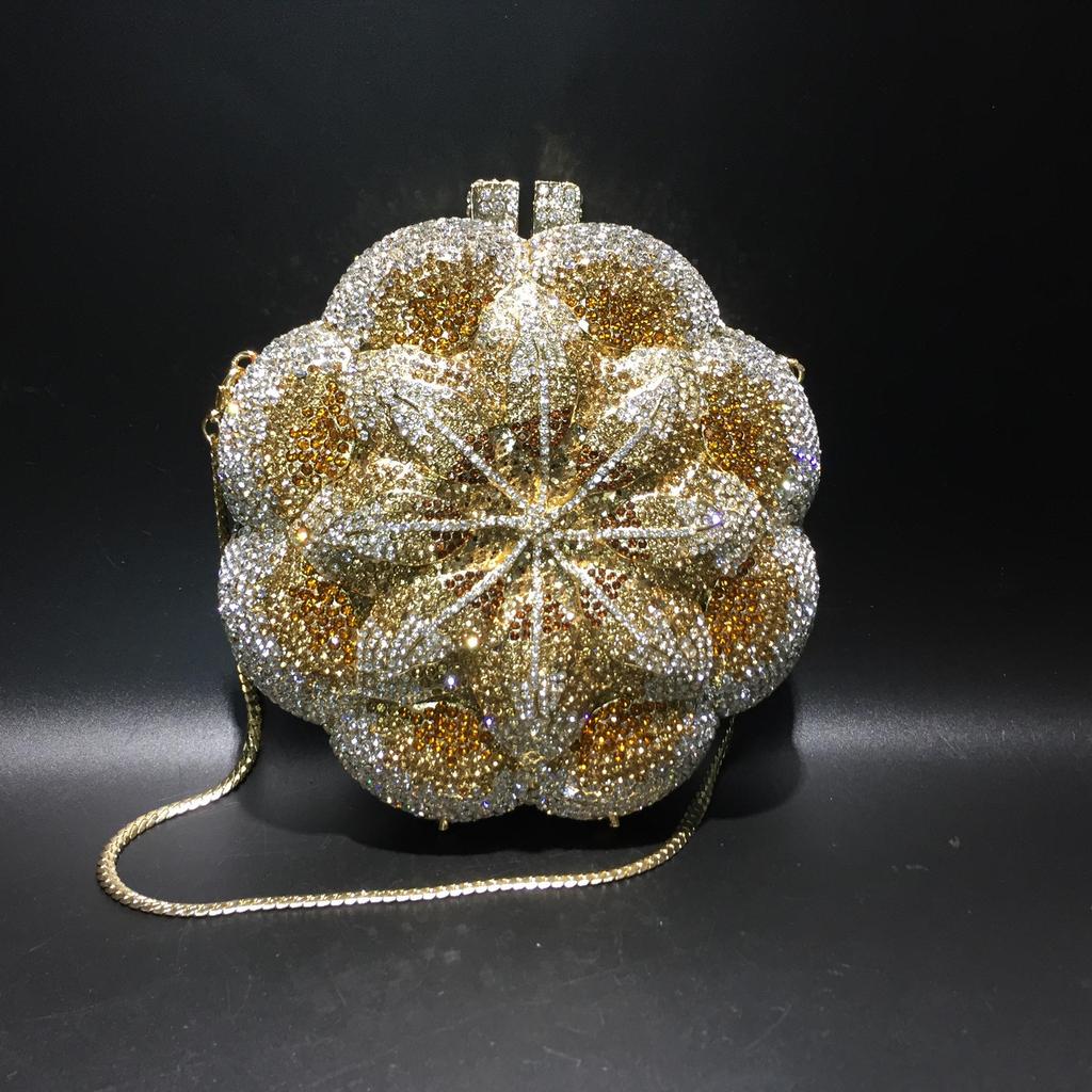 Handmade Rhinestone Floral Evening Clutch - Three-dimensional Design for Weddings & Banquets