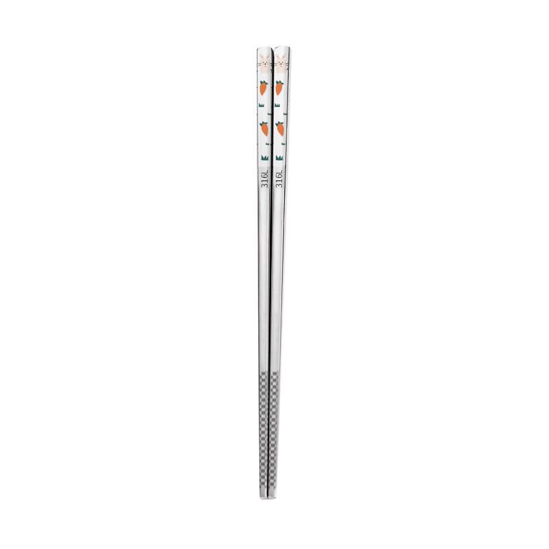 Ru Han Cartoon Anti-slip Kids' Stainless Steel Chopsticks