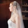 Pearls Long Wedding Veil 130cm Waist Length Drop Veil Pearls Tulle Bridal Veil  French Headdress