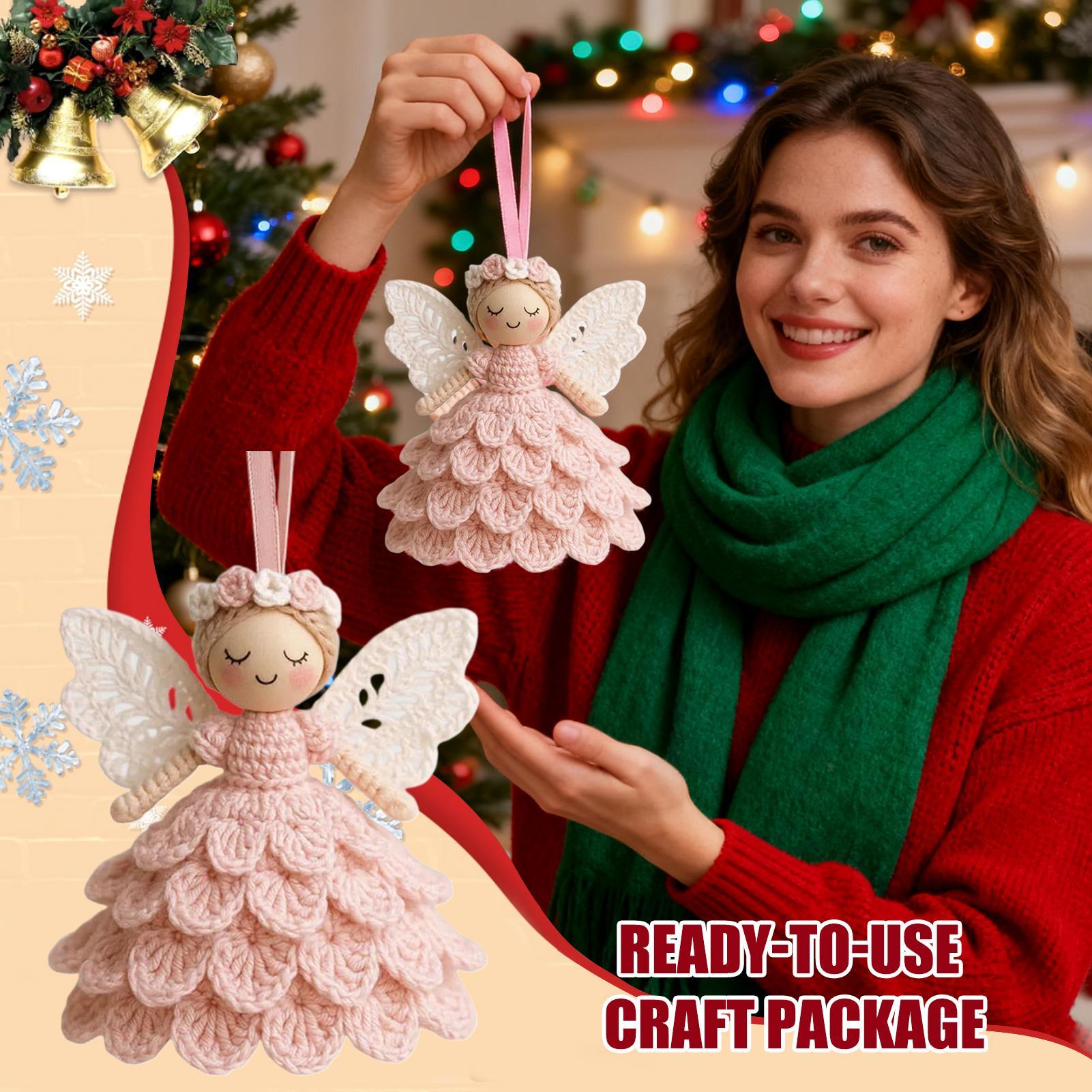 Crocheting Kit For Beginners Angel Holiday Decorations With Instructions Christmas Tree Ornament Yarn Craft Set For Women Teens giallo