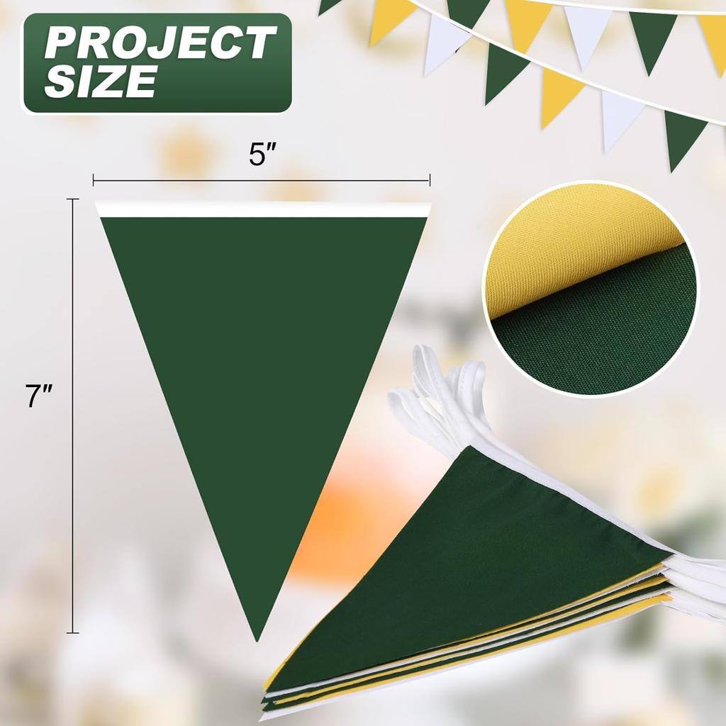 Yellow Green White Pennant Banner Triangle Flag Bunting Garland for Wedding Birthday Baby Shower Graduation Golf Party Decoration