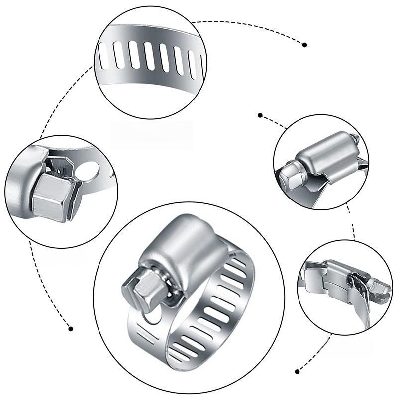 25Pcs Adjustable Stainless Steel Hose Clamps Assortment Kit, Worm Gear Pipe, Fuel LineHeavy Duty for Plumbing, Washing Machine