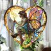 1 Pc Magic Fairy Hanging Decoration, Acrylic Heart Wall Hanging, Stained Glass Shape, Perfect for Home and Garden Decoration