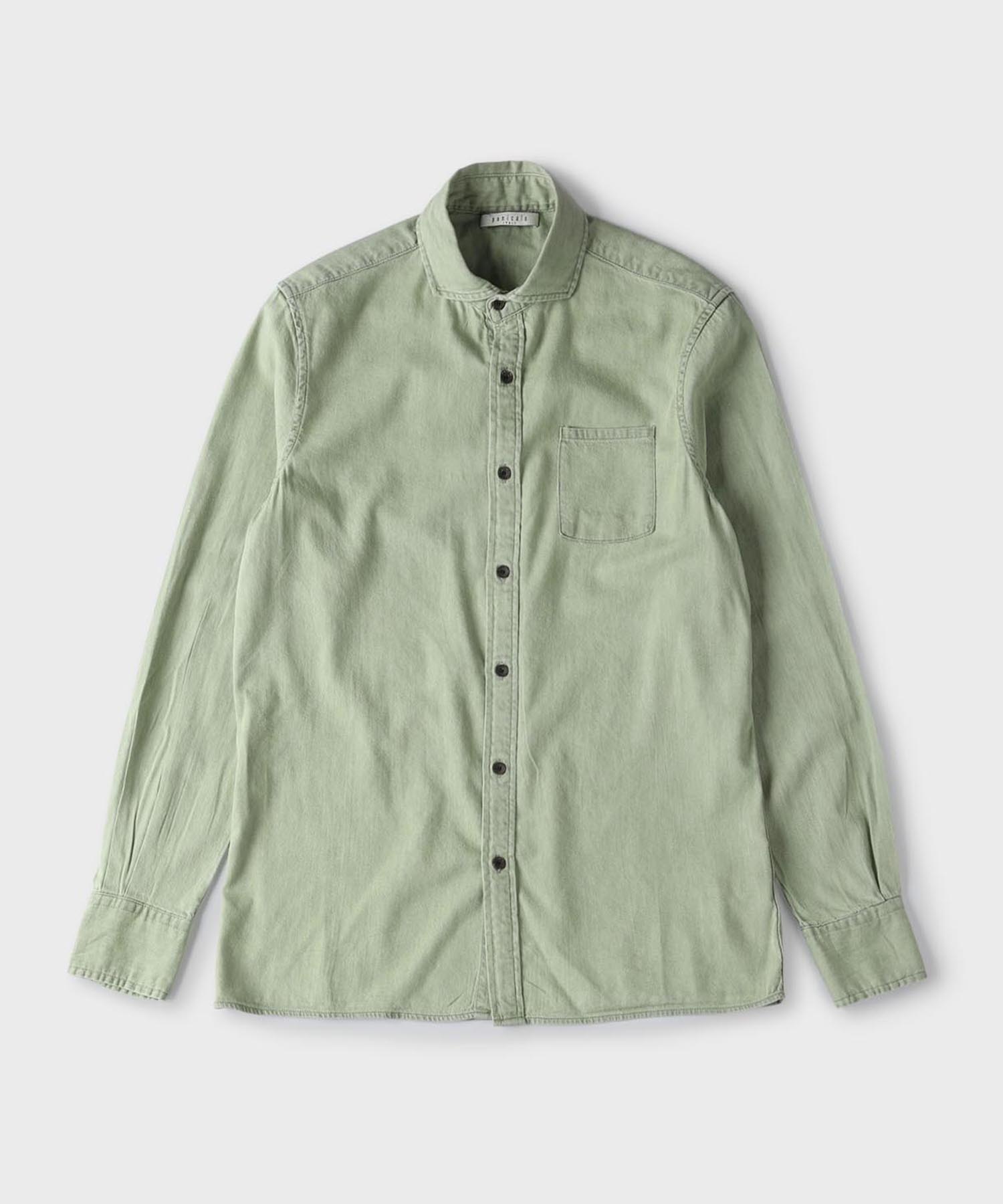 Panicalle Regular Fit Washed Denim Shirt [Green] Green/Xl