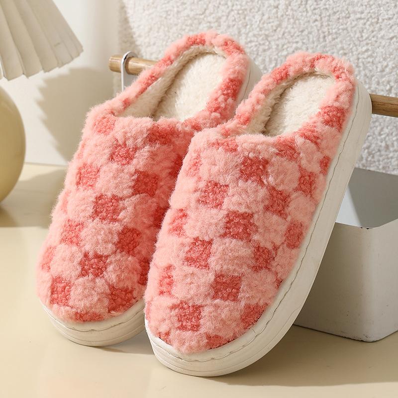 Winter wear non-slip fluffy slippers cotton mop thickened warm indoor cotton slippers