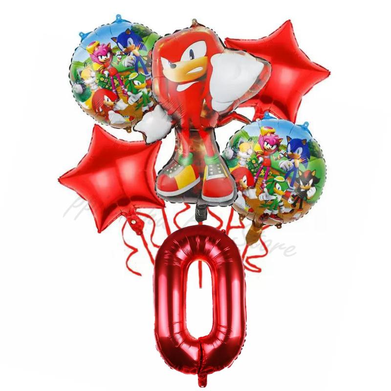 6Pcs Cartoon Hedgehog Balloons Sonic Theme Birthday Party Decoration Balloons For Boys Children Baby Bath Toys