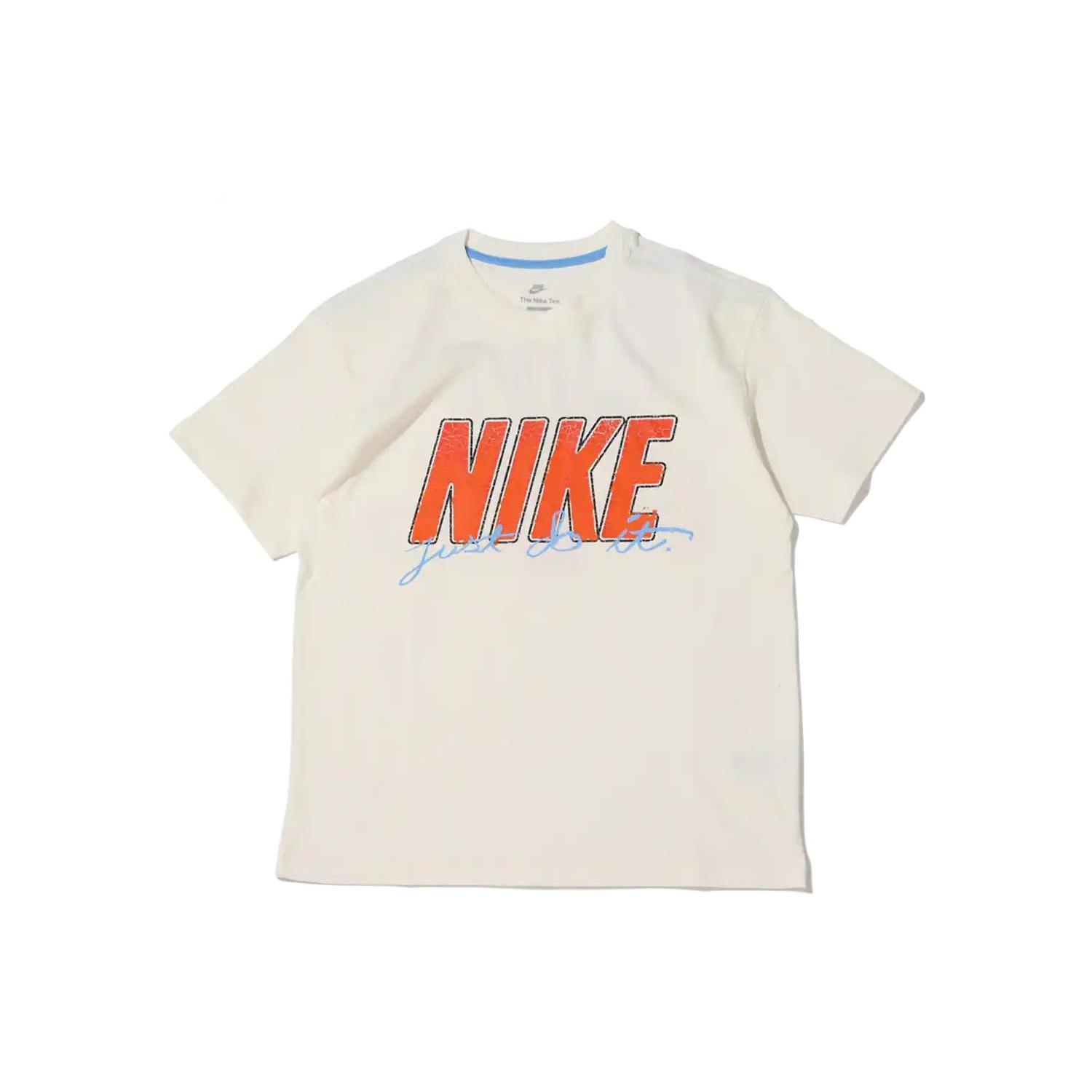 Nike Solid Color Large Logo Printing Breathable Short Sleeve White Men s DO6369-133 XL