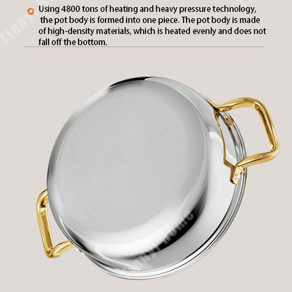 30cm Stainless Steel Soup Pot Wok Non-stick Honeycomb with lid Household Hot Pot Induction Cooker Gas Stove Universal Frying Pan