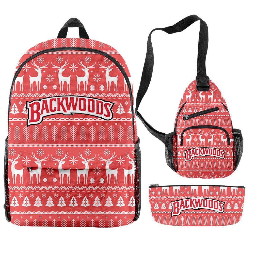Christmas Backpack Backwoods Cigar Star Backpack Peripheral Set Backpack Satchel Pencil Case Set