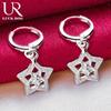 925 Sterling Silver Star Shaped Pendant Piercing Earrings Fashionable Wedding Jewelry