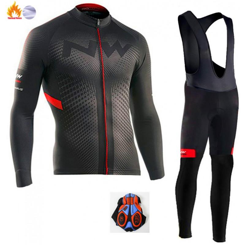 Winter Thermal Cycling Jersey Long Sleeve Fleece Lined Windproof Bike Men Women