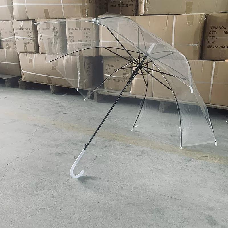 Transparenter Regenschirm mit langem Griff, Manuell, Hoher Ästhetikwert, 8 Speichen, Koreanischer Stil, Transparenter Regenschirm im Instagram-Stil, Student Influencer