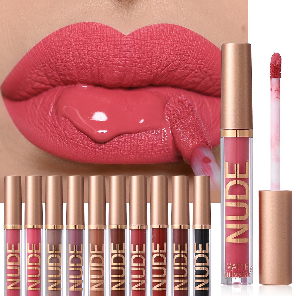Julystar NUDE Matte Liquid Lipstick, Long Lasting Waterproof Velvet Lip Gloss, Non-Stick Cup Smudge-Proof Lip Tint