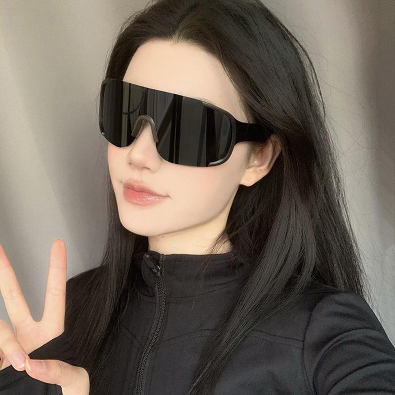 Gafas de sol retro negras mate de gran tamaño, resistentes al viento, para ciclismo, esquí y deportes al aire libre.
