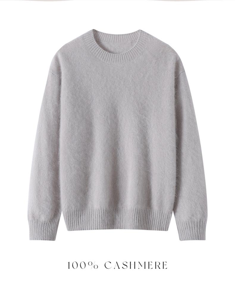 Women's Cashmere Long Sleeve Round Neck Sweater - Solid Candy Colors for Autumn/Winter