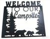 Sweet Home Welcome Campsite Sign Metal Wall Art with Leaf Wreath Rustic Farmhouse Wall Decor for Door Room Entryway Decoration