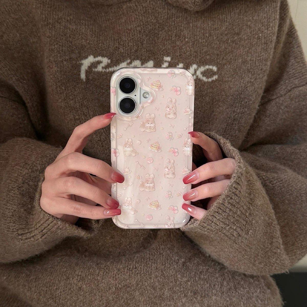 

Cute Pink Bunny Cake Cream Case for iPhone 17 Pro Max iPhone 16