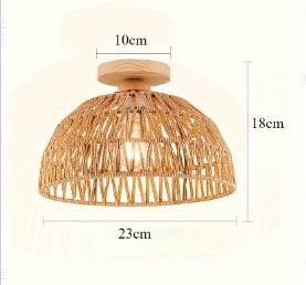 

Nordic Semi-Circular Natural Handmade Wicker Lampshade Ceiling Mount for Island Cafe Bar Corridor Restaurant Bedroom Living Room No Bulb