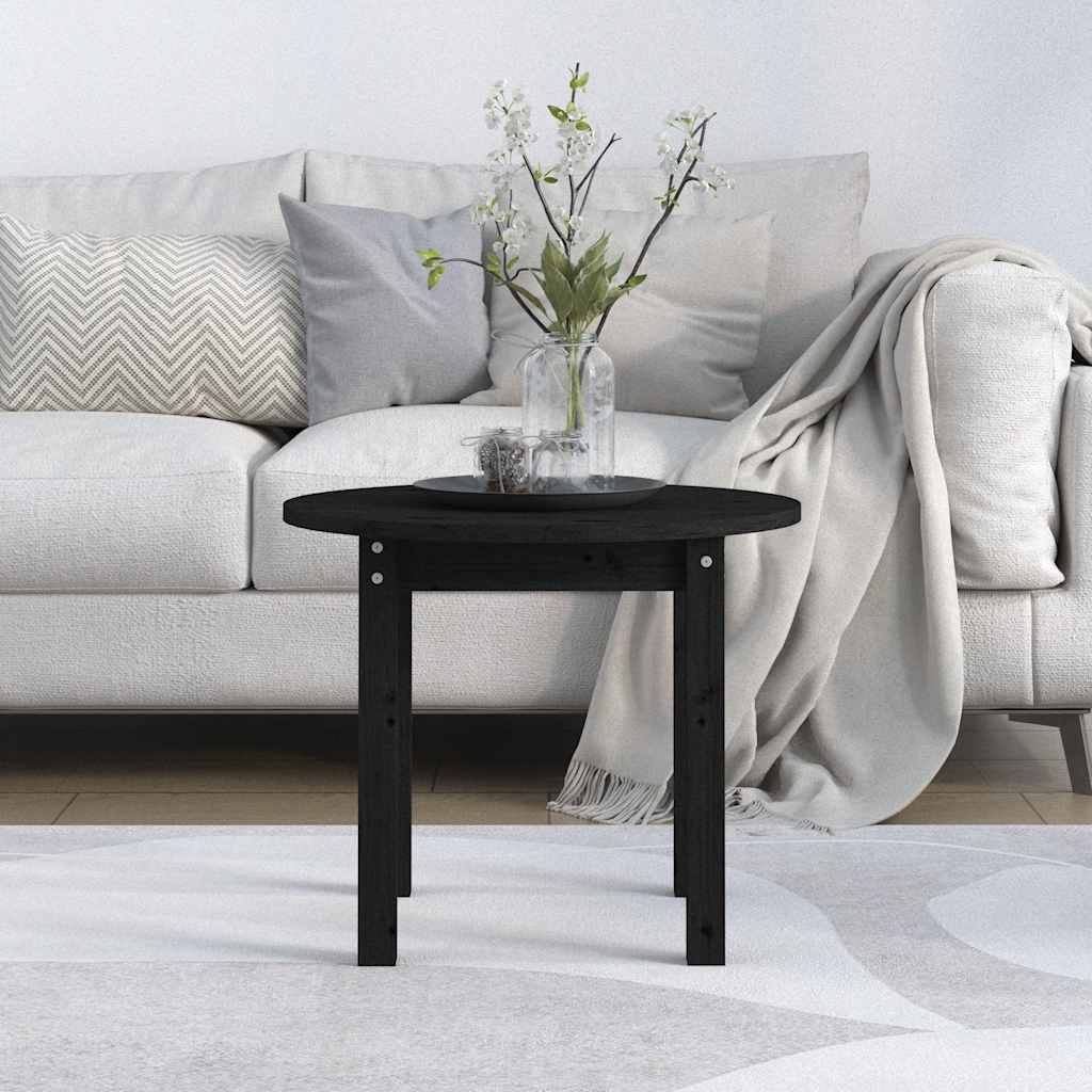 Vidaxl Stolik Kawowy, Czarny, Ø 55X45 Cm, Lite Drewno Sosnowe
