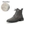 Fashion NEW Autumn Women Boots Sheep Suede Leather Shoes for Women Sqaure Toe Chunky Heel Shoes Lace-up Zipper Short Boots Daily Shoes