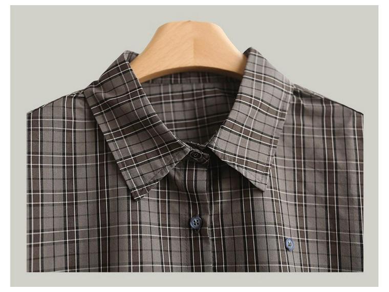 Women's Retro Plaid Color Block Button-Down Long Sleeve Shirt - 2025 Autumn/Winter Loose Fit Slimming Casual Top