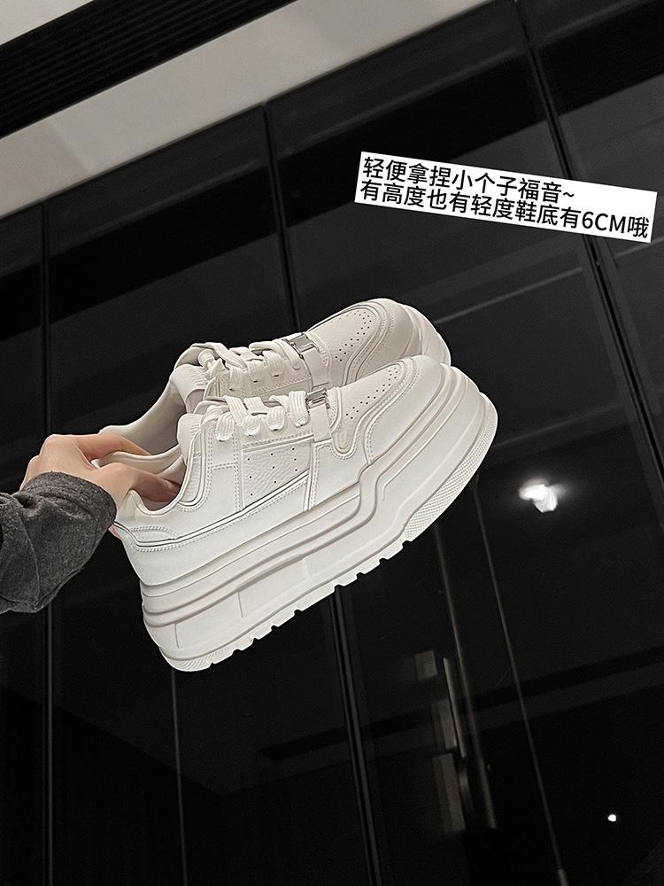 Cowhide version~ 2025 summer heightening platform white shoes women's 2025 summer new versatile casual shoes board shoes
