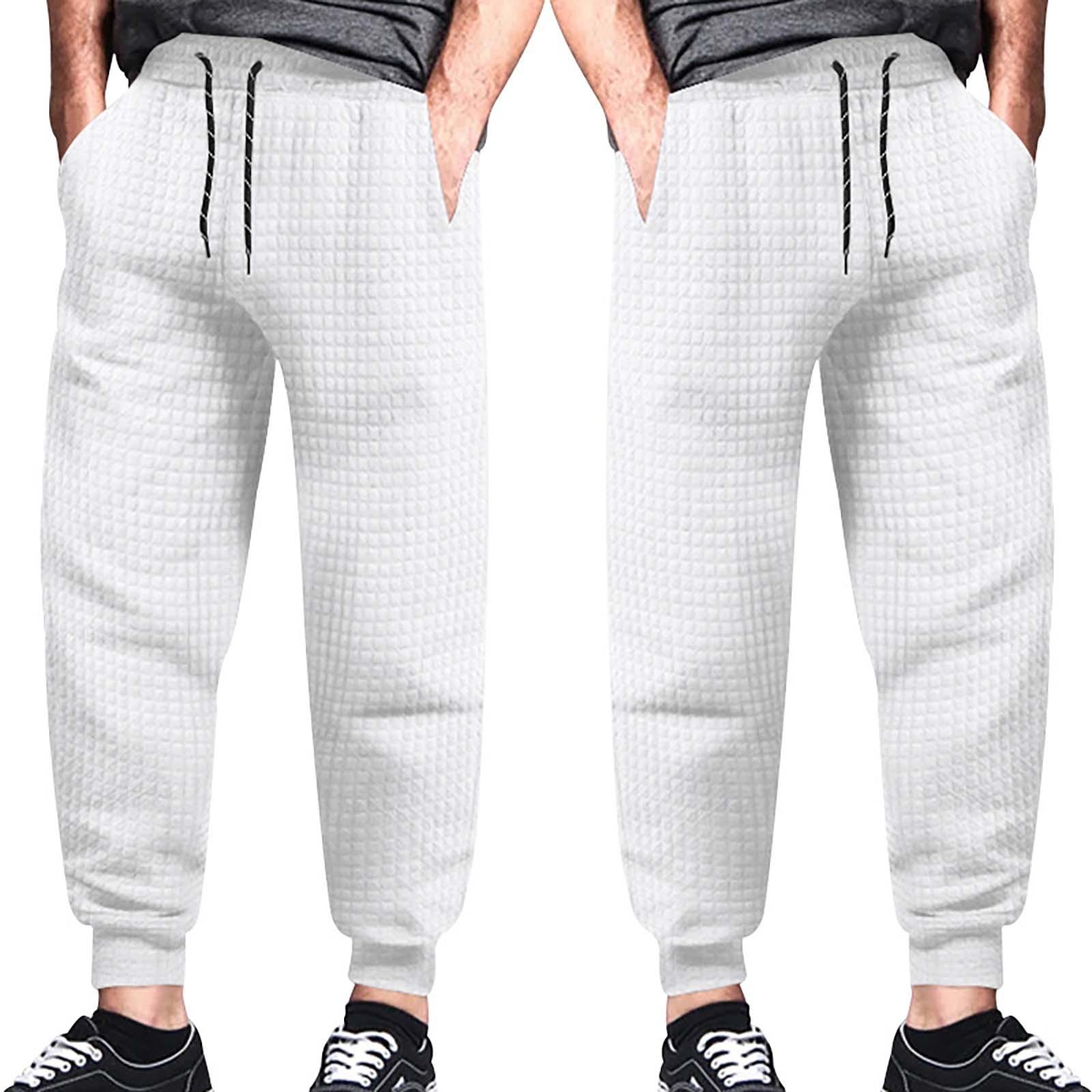 

Мужские брюки, весенне-осенние повседневные гигиенические брюки, маленькие свободные брюки в клетку с завязками XL белый