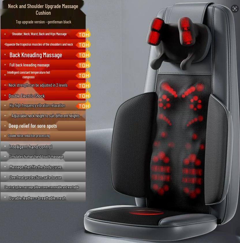 Portable Heated Massage Chair Cushion for Office, Home, and Car