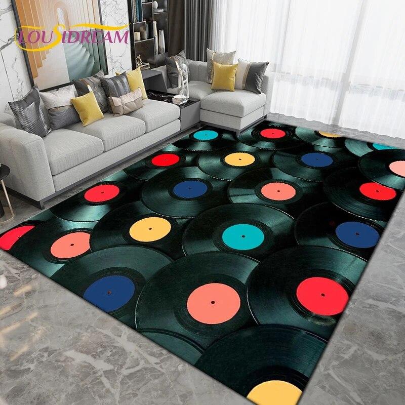 Classical Music Vintage Vinyl Record Area Rug Large,Carpet Rug for Living Room Bedroom Sofa,Kitchen Bathroom Non-slip Floor Mats