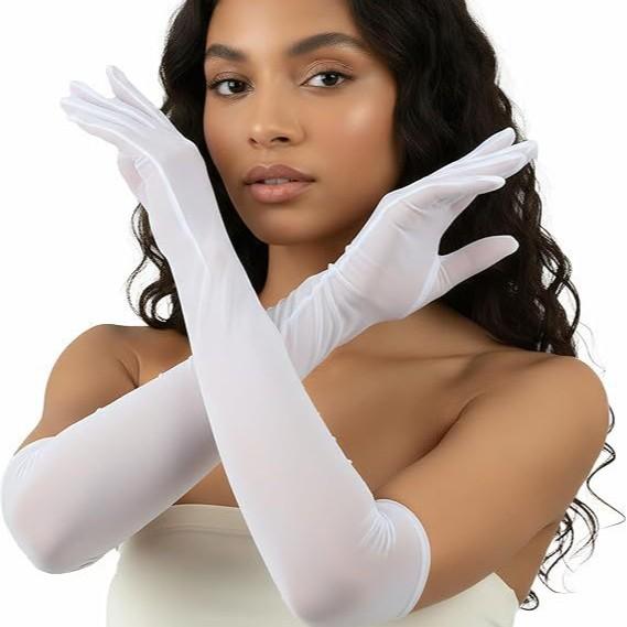 Netz-Ellbogen-Hochzeits-Braut-Handschuhe Halloween-Accessoire Ultra-dünne Dehnbare Ganzfinger-Fäustlinge Mode Lange Durchsichtige Tüll-Handschuhe