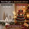 Crochet Christmas Tree Ornament DIY Set with Yarn Beads Hook Stuffing - Handmade 3D Reindeer Holiday Decor for Table Mantel Shelf Festive Xmas