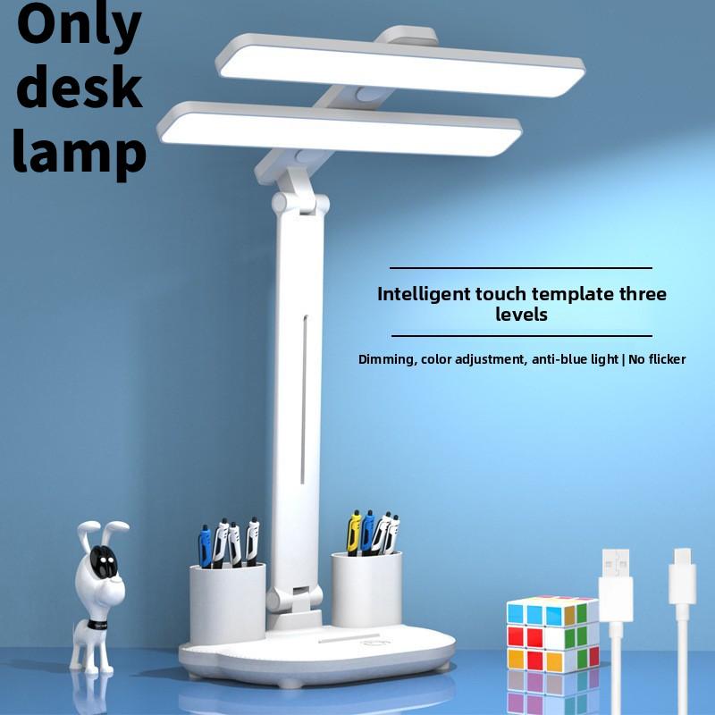 

Led Desk Rechargeable Lamp Night Light Brightness Control Girl Supplies Student White 2 Headed Lamp